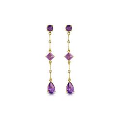 Genuine 6.06 ctw Amethyst & Diamond Earrings 14KT Yellow Gold