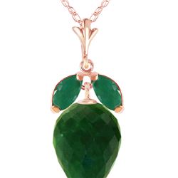 Genuine 13.4 ctw Green Sapphire Corundum & Emerald Necklace 14KT Rose Gold