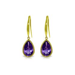 Genuine 5 ctw Amethyst Earrings 14KT Yellow Gold