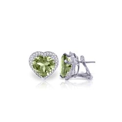 Genuine 6.48 ctw Green Amethyst & Diamond Earrings 14KT White Gold