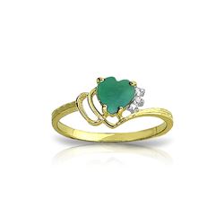 Genuine 1.02 ctw Emerald & Diamond Ring 14KT Yellow Gold