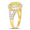 Image 3 : 1.63 CTW Yellow Diamond Circle Frame Cluster Ring 14kt Yellow Gold