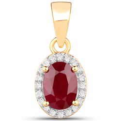 1.04 ctw Ruby & White Diamond Pendant 14K Yellow Gold