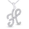Image 1 : 0.21 CTW Diamond Cursive Letter H Pendant 10kt White Gold