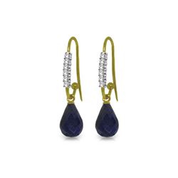 Genuine 17.78 ctw Sapphire & Diamond Earrings 14KT Yellow Gold