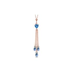 Genuine 4.75 ctw Blue Topaz Necklace 14KT Rose Gold