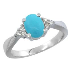 1.06 CTW Turquoise & Diamond Ring 10K White Gold