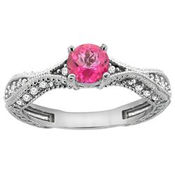 0.81 CTW Pink Topaz & Diamond Ring 14K White Gold