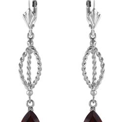 Genuine 3 ctw Garnet Earrings 14KT White Gold