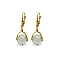 Genuine 6.5 ctw Green Amethyst Earrings 14KT Yellow Gold