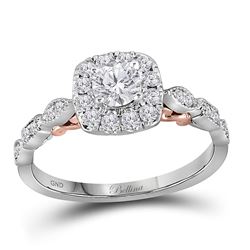 0.74 CTW Diamond Solitaire Bridal Wedding Engagement Ring 14kt Two-tone Gold
