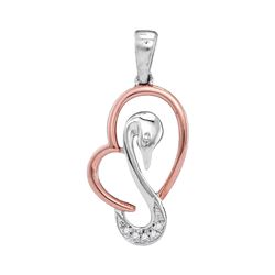 0.02 CTW Diamond Swan Animal Heart Rose-tone Pendant 10kt Two-tone Gold