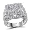 Image 1 : 2.25 CTW Diamond Square Frame Cluster Ring 10kt White Gold