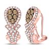 Image 1 : 1 CTW Brown Diamond Hoop Earrings 10kt Rose Gold