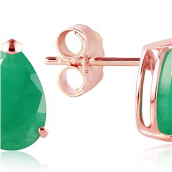 Genuine 2 ctw Emerald Earrings 14KT Rose Gold