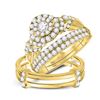 Image 1 : 1.51 CTW Diamond Solitaire Matching Bridal Wedding Ring 14kt Yellow Gold