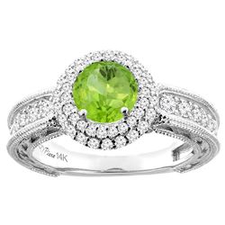 1.25 CTW Peridot & Diamond Ring 14K White Gold