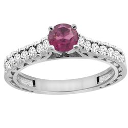 0.90 CTW Rhodolite & Diamond Ring 14K White Gold