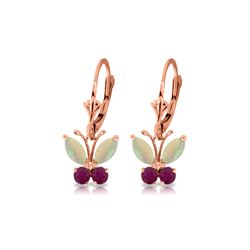 Genuine 1.39 ctw Opal & Ruby Earrings 14KT Rose Gold