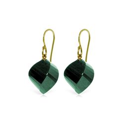 Genuine 30.5 ctw Green Sapphire Corundum Earrings 14KT Yellow Gold
