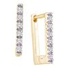 Image 1 : 0.06 CTW Diamond Rectangle Huggie Hoop Earrings 14kt Yellow Gold