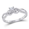 Image 1 : 0.25 CTW Diamond Solitaire Crossover Promise Bridal Ring 10kt White Gold