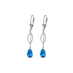 Genuine 3 ctw Blue Topaz Earrings 14KT White Gold
