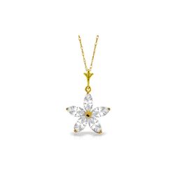 Genuine 1.40 ctw White Topaz Necklace 14KT Yellow Gold