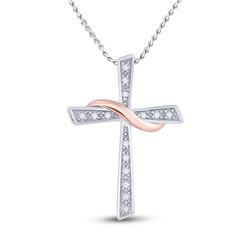 0.05 CTW Diamond Cross Pendant 10kt Two-tone Gold