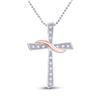 Image 1 : 0.05 CTW Diamond Cross Pendant 10kt Two-tone Gold