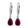 Image 1 : Genuine 3.15 ctw Ruby & Diamond Earrings 14KT White Gold