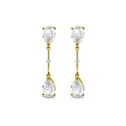 Genuine 6.01 ctw White Topaz & Diamond Earrings 14KT Yellow Gold