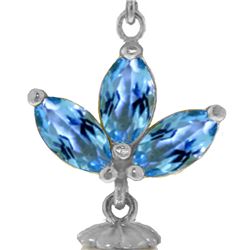 Genuine 4.75 ctw Blue Topaz & Pearl Necklace 14KT White Gold