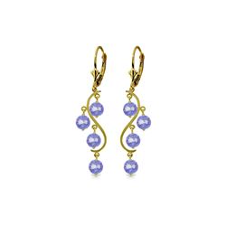 Genuine 4 ctw Tanzanite Earrings 14KT Yellow Gold