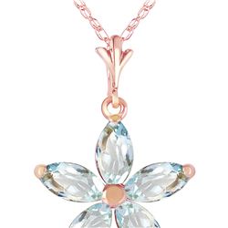 Genuine 1.40 ctw Aquamarine Necklace 14KT Rose Gold