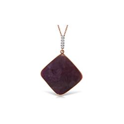 Genuine 20.33 ctw Ruby & Diamond Necklace 14KT Rose Gold