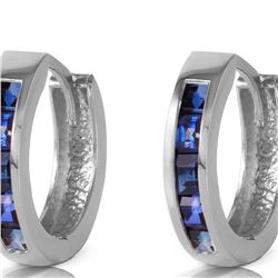 Genuine 1.30 ctw Sapphire Earrings 14KT White Gold