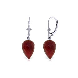 Genuine 26.1 ctw Ruby Earrings 14KT White Gold