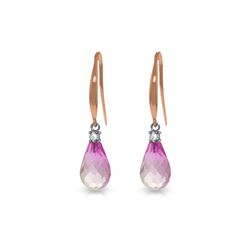 Genuine 4.6 ctw Pink Topaz & Diamond Earrings 14KT Rose Gold