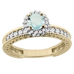 0.77 CTW Aquamarine & Diamond Ring 14K Yellow Gold