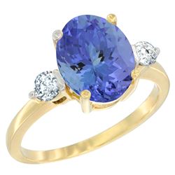 2.59 CTW Tanzanite & Diamond Ring 10K Yellow Gold