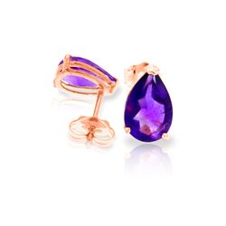 Genuine 3.15 ctw Amethyst Earrings 14KT Rose Gold