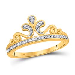 0.10 CTW Diamond Crown Tiara Ring 10kt Yellow Gold