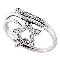0.03 CTW Diamond Star Bypass Ring 10kt White Gold