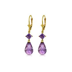 Genuine 11 ctw Amethyst Earrings 14KT Yellow Gold