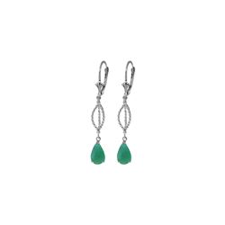 Genuine 2 ctw Emerald Earrings 14KT White Gold