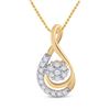 Image 1 : 0.11 CTW Diamond Flower Cluster Teardrop Pendant 10kt Yellow Gold