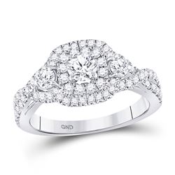 1.11 CTW Diamond 3-stone Twist Bridal Wedding Engagement Ring 14kt White Gold