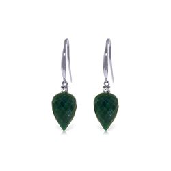 Genuine 25.9 ctw Green Sapphire Corundum & Diamond Earrings 14KT White Gold