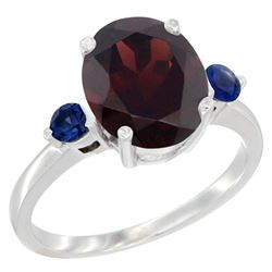 2.64 CTW Garnet & Blue Sapphire Ring 10K White Gold